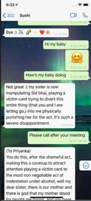 Rhea shares screenshots of chats with Sushant Singh Rajput.