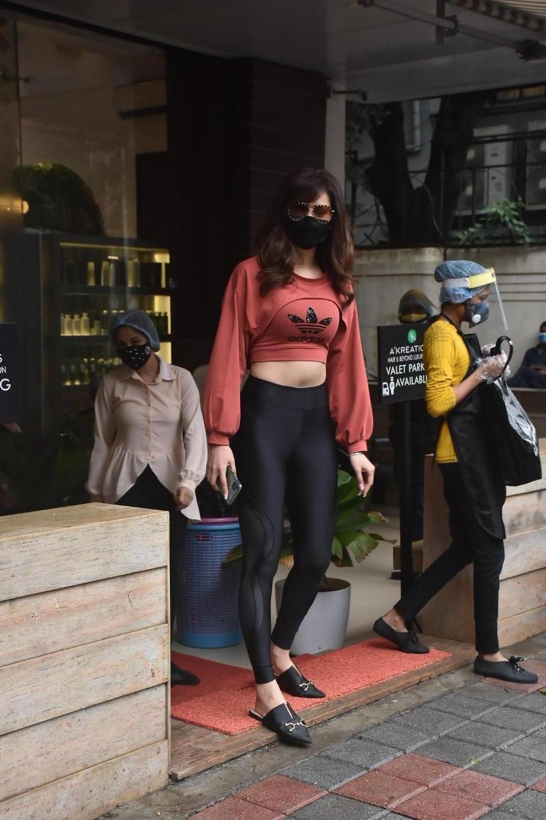 Mumbai: Actress Urvashi Rautela seen at a salon in Mumbai's Bandra on Aug 11, 2020. (Photo: IANS)