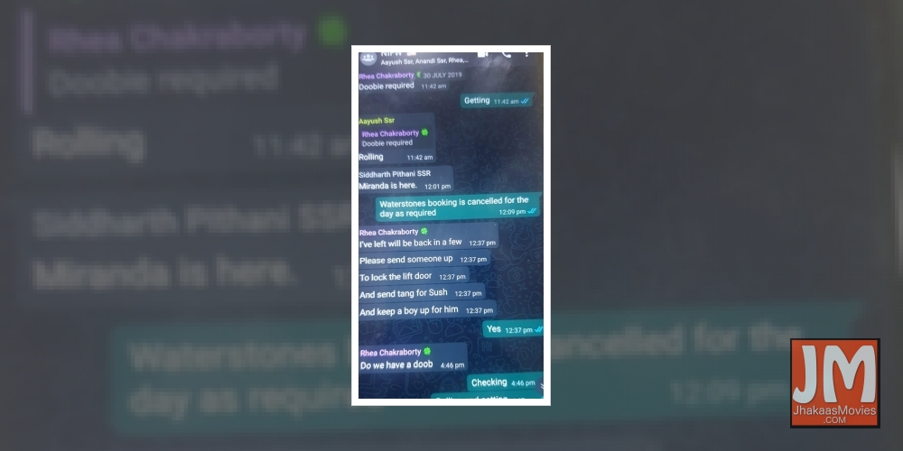 Sushant's sister leaks chat where Rhea, Showik, Samuel Miranda, Siddharth Pithani talk 'doobie', 'blueberry kush'