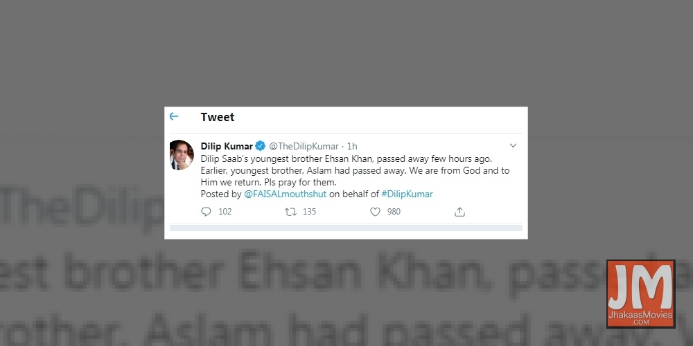Dilip Kumar's brother Ehsan Khan succumbs to Covid-19.
