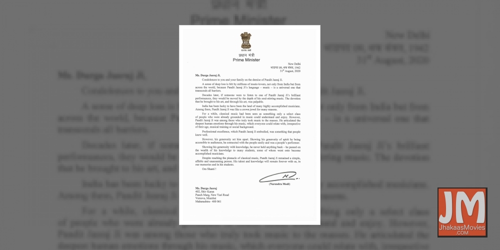 Pandit Jasraj's daughter thanks PM Modi for 'thoughtful letter of condolence'.
