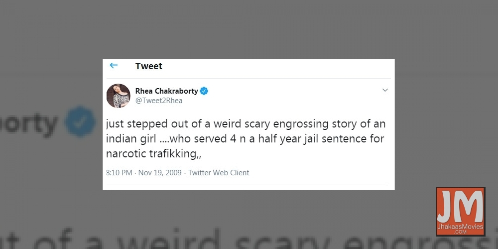 Rhea Chakraborty's 2019 tweet on narcotic trafficking goes viral.