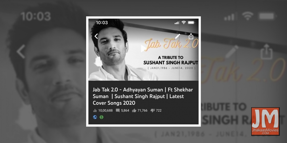 Adhyayan thanks #SSRWarriors for helping his tribute song touch a million hearts