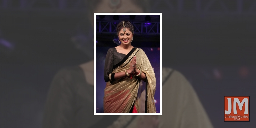 New Delhi: Actress Kavita Kaushik walks the ramp during fashion designer Joh Rivaaj fashion show in New Delhi, on Sep 8, 2015.