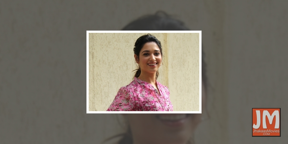 Mumbai: Actress Tamannah Bhatia at the shoot of celebrity make-up artist Lekha Gupta's Amazon Beauty Vanity Diaries show in Mumbai, on June 25, 2019.