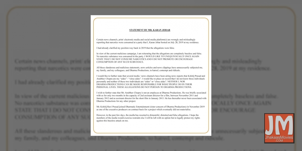 Karan Johar issues statement: I do not consume, promote narcotics consumption