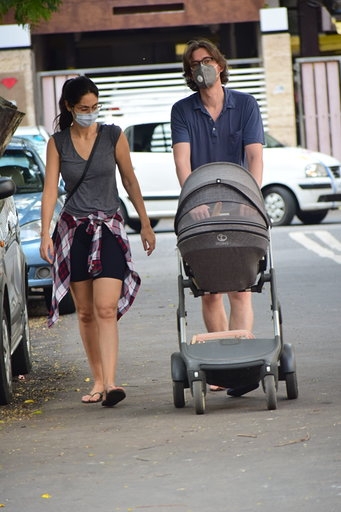 Mumbai: Actress Bruna Abdullah seen with her husband Allan Fraser at Bandra in Mumbai on Oct 2, 2020. (Photo: IANS)