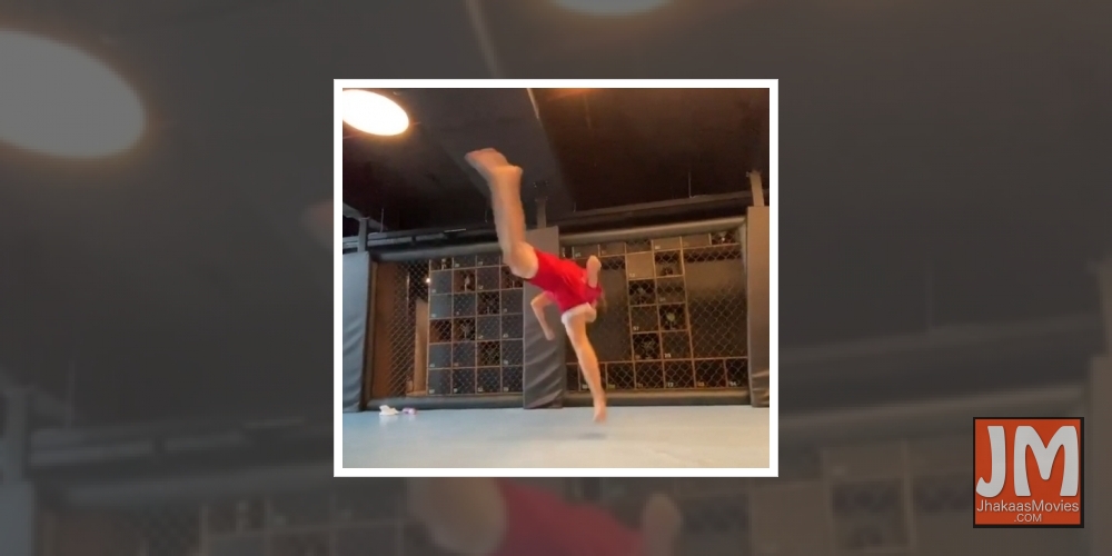 Disha Patani aces butterfly kick, Tiger Shroff is impressed.