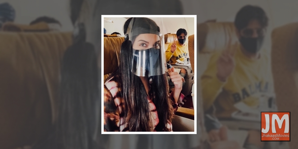 Diana Penty posts pics of flying in the time of Covid.