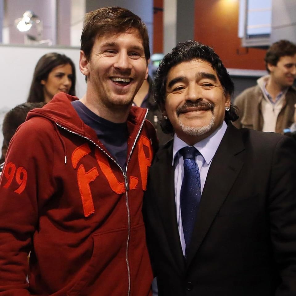 Lionel Messi with Diego Maradona.