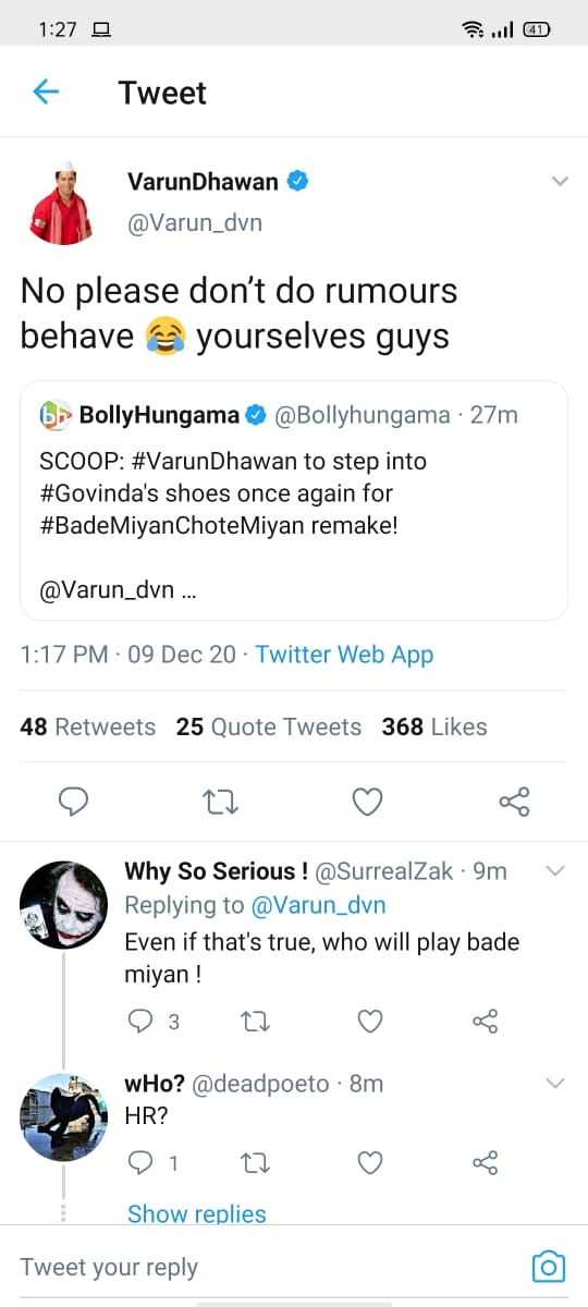 Varun Dhawan denies being part of 'Bade Miyan Chote Miyan' remake.