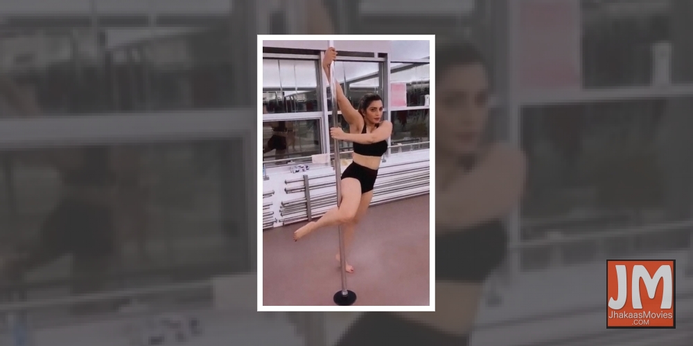 Shama Sikander learns pole dance in Dubai.