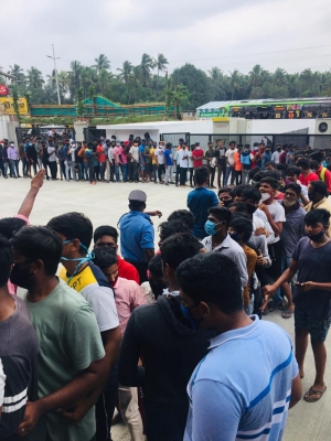 Fans forget social distancing to advance-book tickets of Vijay and Vijay Sethupati