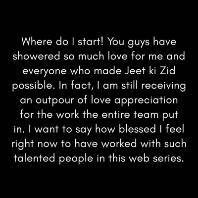 Actor Amit Sadh on Thursday declared that he is happy with the audience reception to his new web series Jeet Ki Zid.