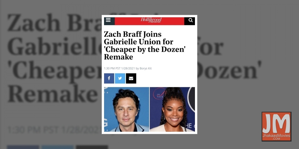 Actor Zach Braff will star in the upcoming remake of the Hollywood comedy hit, Cheaper By The Dozen.