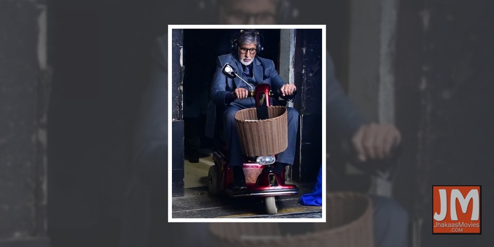 Amitabh Bachchan tested a savvy new option to go around the set while at work, and that is a three-wheel toy bike.