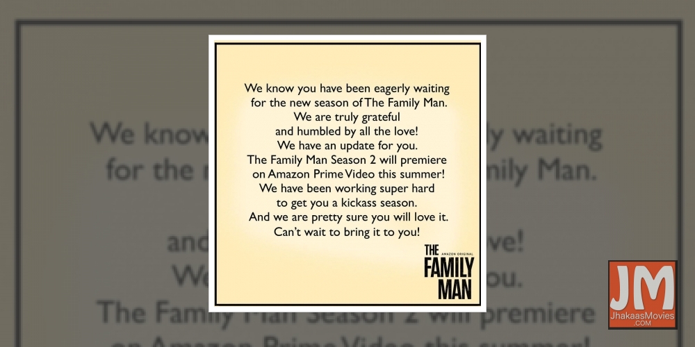 'The Family Man 2' delay confirmed by creators.