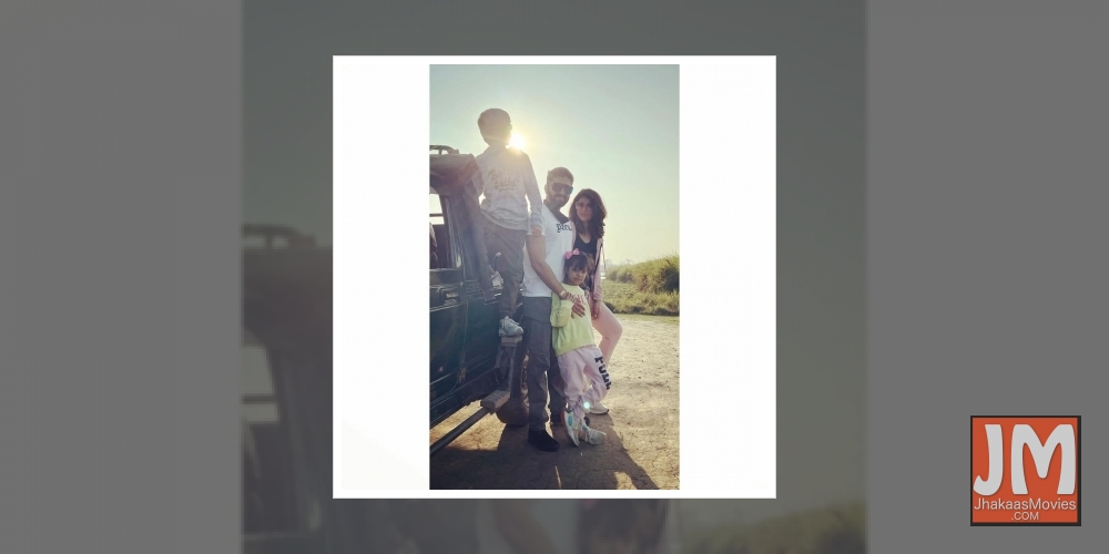 Bollywood actor Ayushmann Khurrana on Monday shared a family photograph from Kaziranga, Assam, where he poses with wife Tahira Kashyap, son Virajveer Khurrana and daughter Varushka Khurrana.
