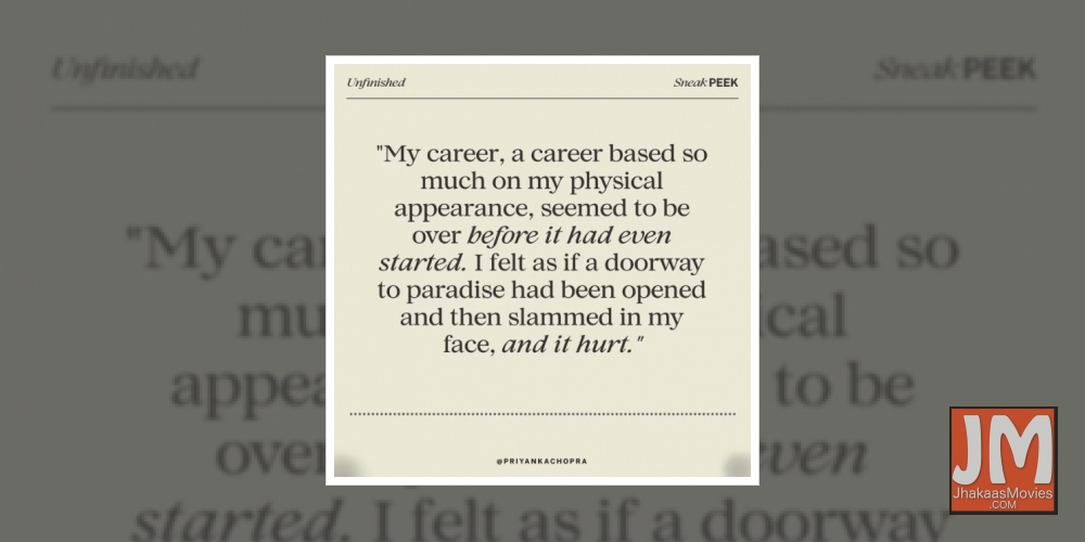 Priyanka Chopra recalls in autobiography she was advised 'a boob job'.