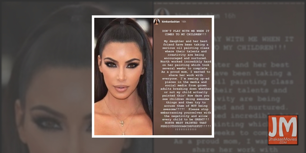 Kim Kardashian slams netizens doubting her 7-yr-old daughter's painting skills.