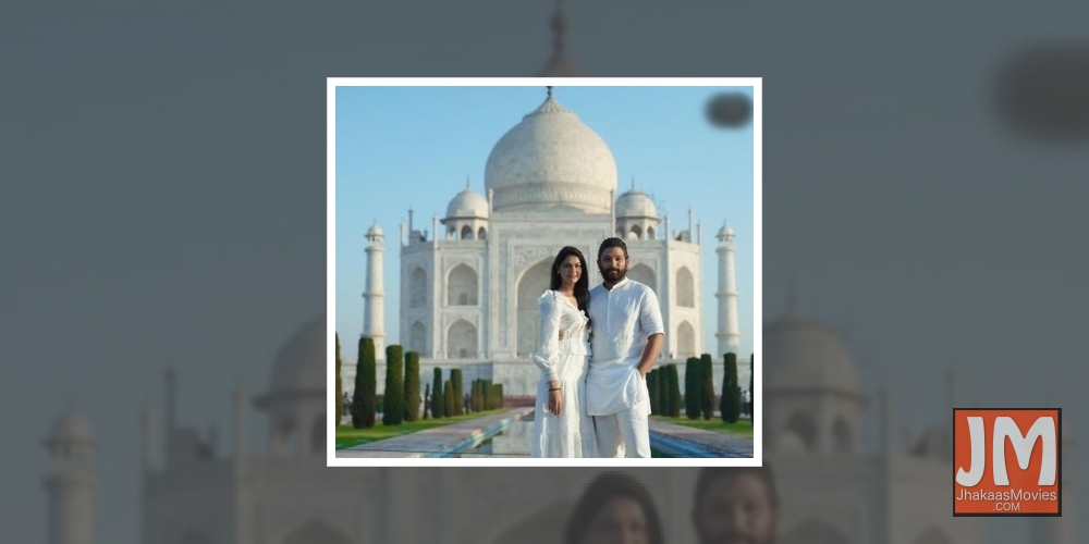 Telugu star Allu Arjun celebrates anniversary at Taj Mahal with wife Sneha