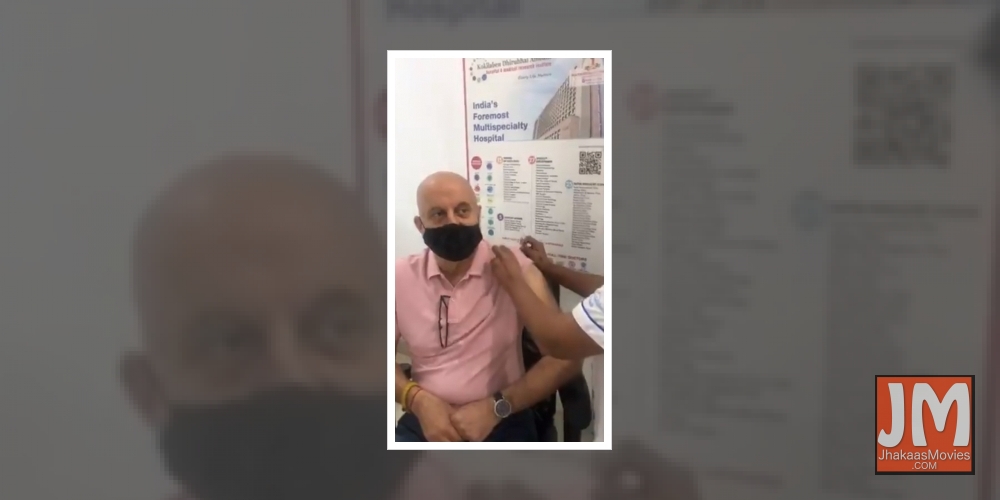 Anupam Kher takes first dose Covid vaccine