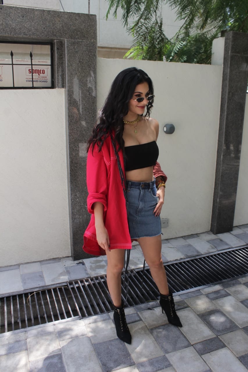 Mumbai: Amyra Dastur Movie Promotion T-Series Office On Monday 22 March, 2021. (Photo: IANS)