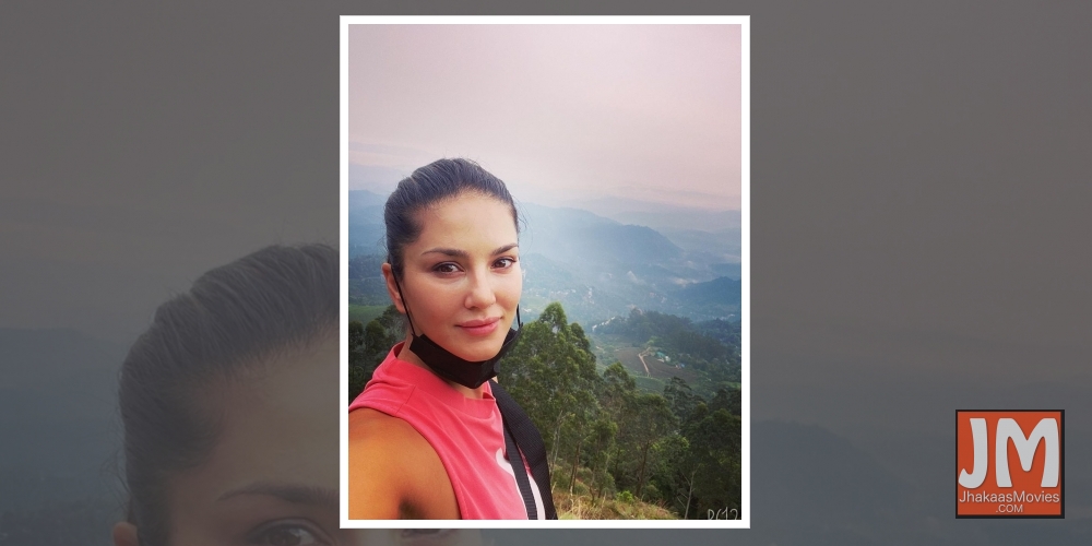 Sunny Leone goes for a morning hike.