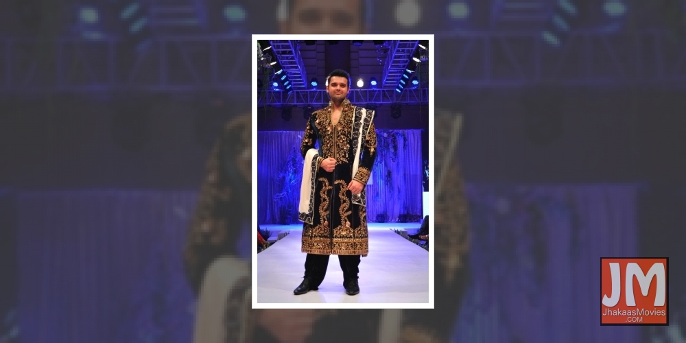 Mumbai:  Actor Mimoh Chakraborty displays creation of fashion designers Reshma and Riyaz Gangji during the Libas celebration in Mumbai on May 31, 2015.