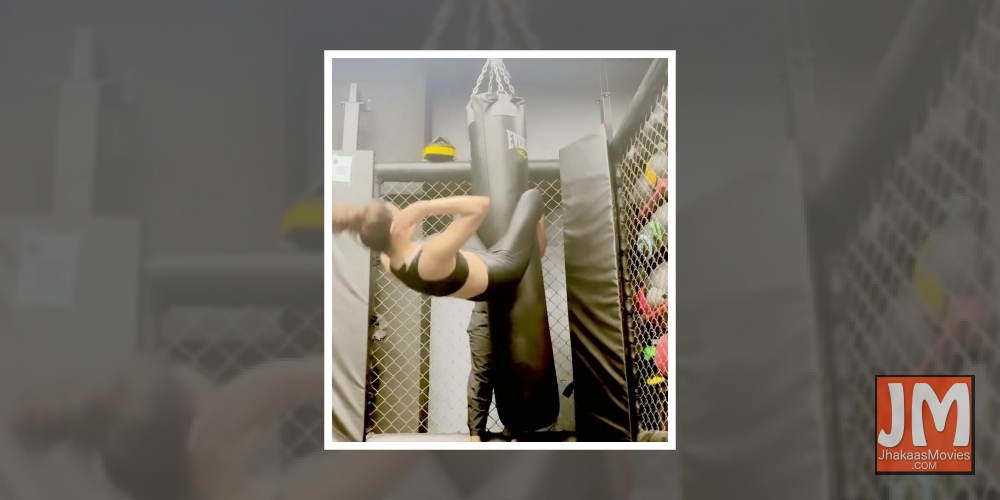 Urvashi shares video of ab workout using punching bag