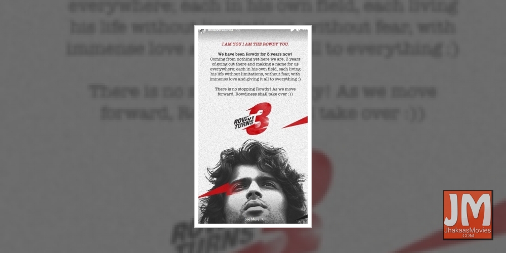 Vijay Deverakonda celebrates 3 years of his fashion brand Rowdy