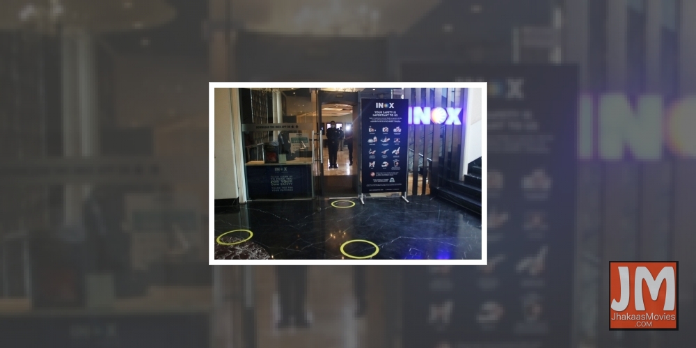 New Delhi: Precautions against COVID-19 in place at the INOX cinema hall in New Delhi on Oct 13, 2020. Cinema halls in the national capital shall reopen from October 15 amid the Covid-19 pandemic as part of Unlock 5.0.