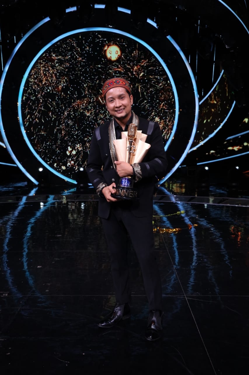 Pawandeep Rajan wins the 'Indian Idol 12' trophy.