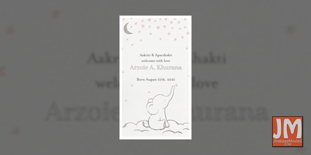 Mumbai : Aparshakti Khurana, wife blessed with a baby girl.