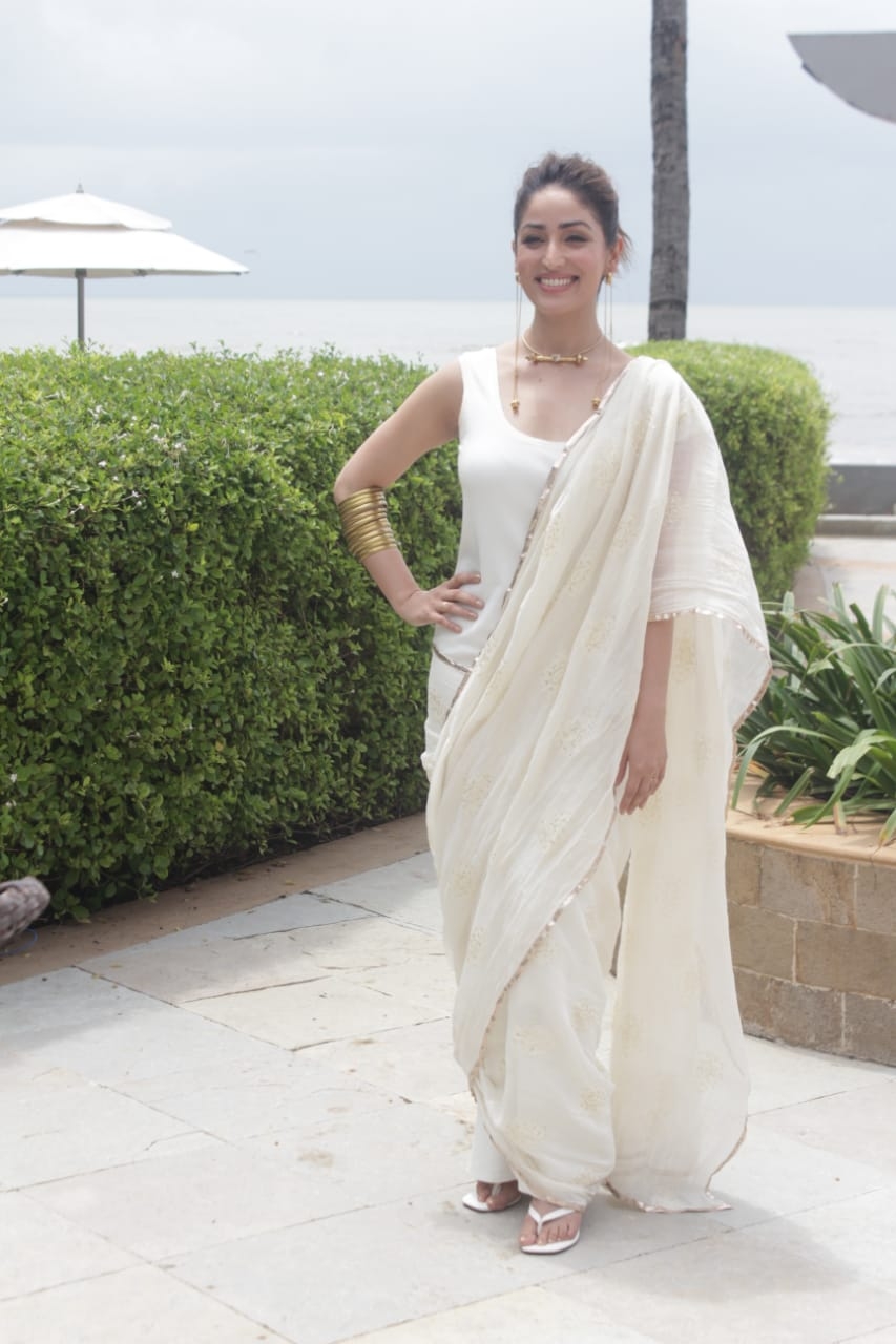 Mumbai: Yami Gautam Spotted Promoting Bhoot Police Movie at Sun n Sand Juhu on Wednesday, September 01, 2021.(Photo: Sanjay Tiwari/IANS)