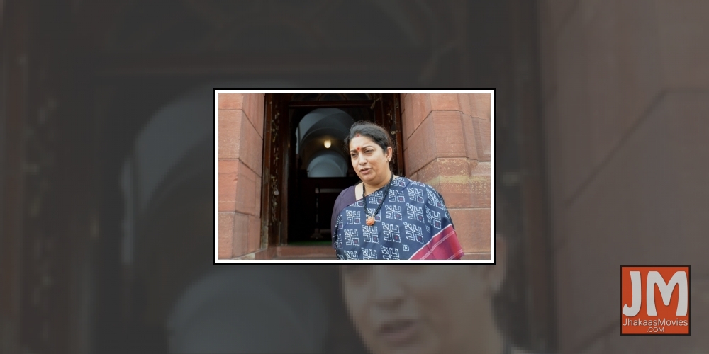 New Delhi: Union Minister Smriti Irani at Parliament in New Delhi on Aug 1, 2019.