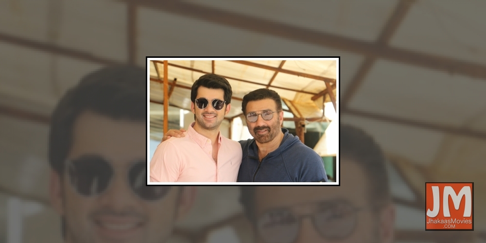 Mumbai: Director Sunny Deol with his son Karan Deol during the promotions of their upcoming film 