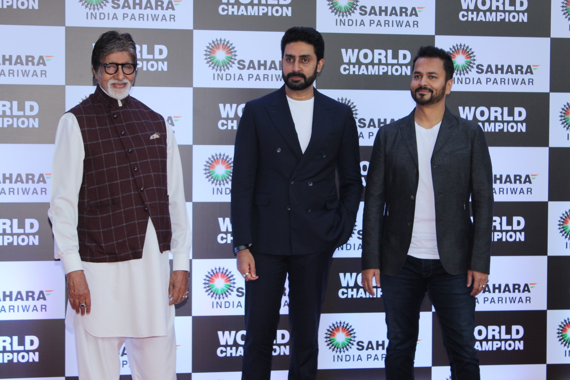 Mumbai: Actors Amitabh Bachchan and Abhishek Bachchan at PV Sindhu's felicitation ceremony organised by Sahara Group in Mumbai on Sep 8, 2019. (Photo: IANS)
