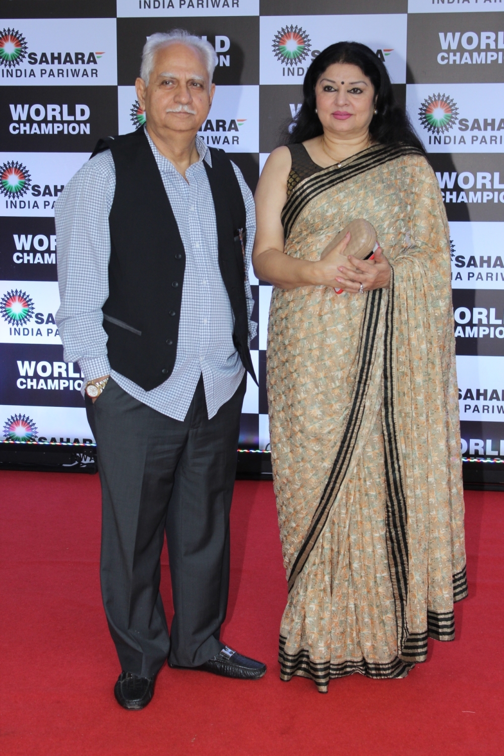Mumbai: Filmmaker Ramesh Sippy with wife Kiran Juneja at PV Sindhu's felicitation ceremony organised by Sahara Group in Mumbai on Sep 8, 2019. (Photo: IANS)