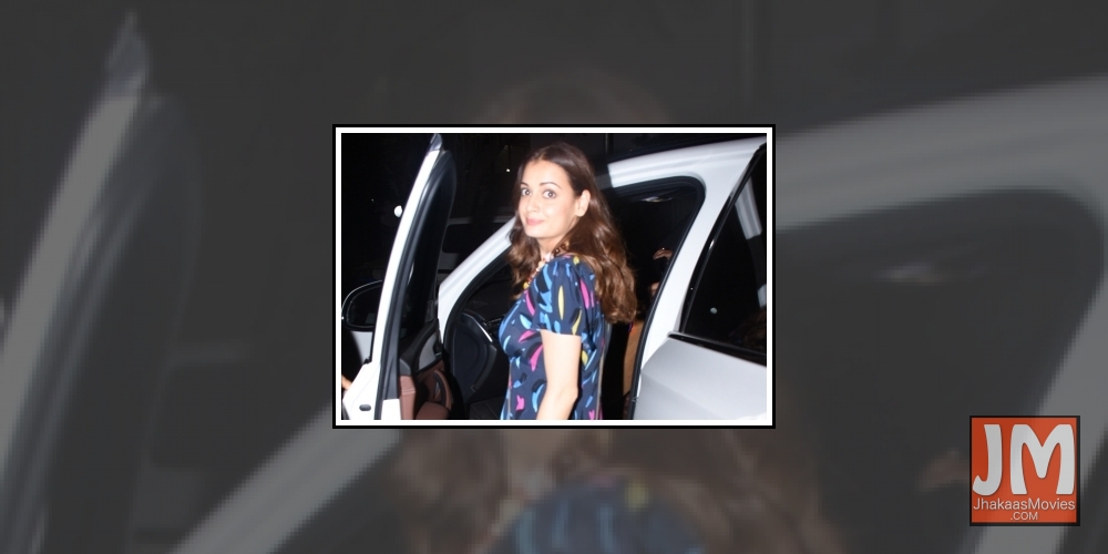 Mumbai: Actress Dia Mirza seen at a restaurant in Bandra, Mumbai on Aug 19, 2019.