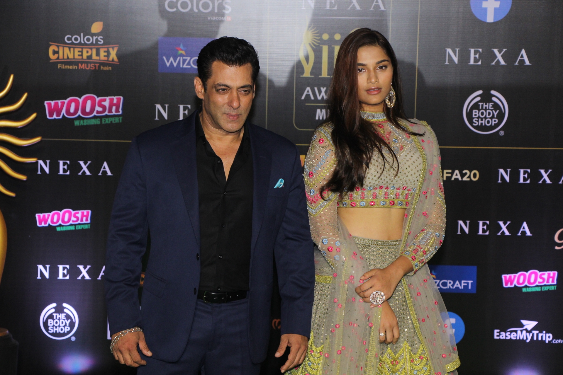 Mumbai: Actor Salman Khan and filmmaker Mahesh Manjrekar's daughter Saiee at the Green Carpet of 20th IIFA Awards, in Mumbai on Sep 18, 2019. (Photo: IANS)