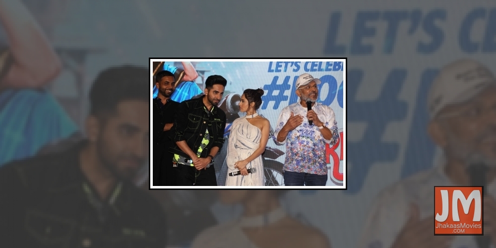 Mumbai: Actors Nushrat Barucha and Ayusmann Khurrana during promotions of movie 