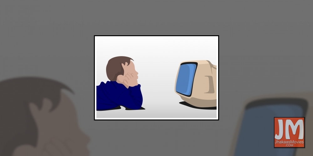 Children watching Television.