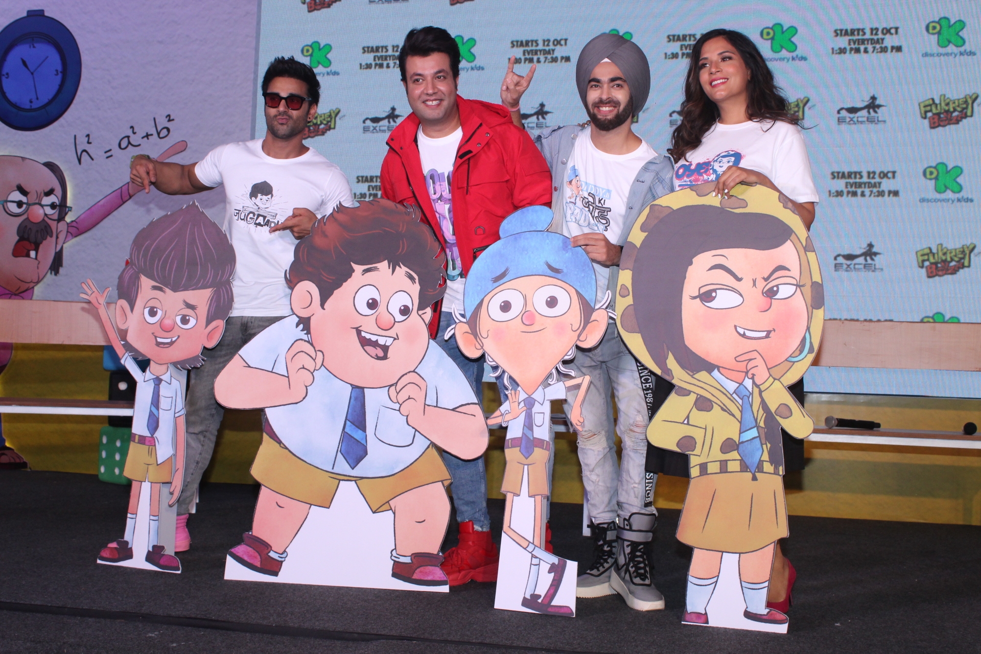Mumbai: Actors Varun Sharma, Richa Chadda, Manjot Singh and Pulkit Samrat during the launch of Television show "Fukrey Boys" in Mumbai on Sep 25, 2019.(Photo: IANS)