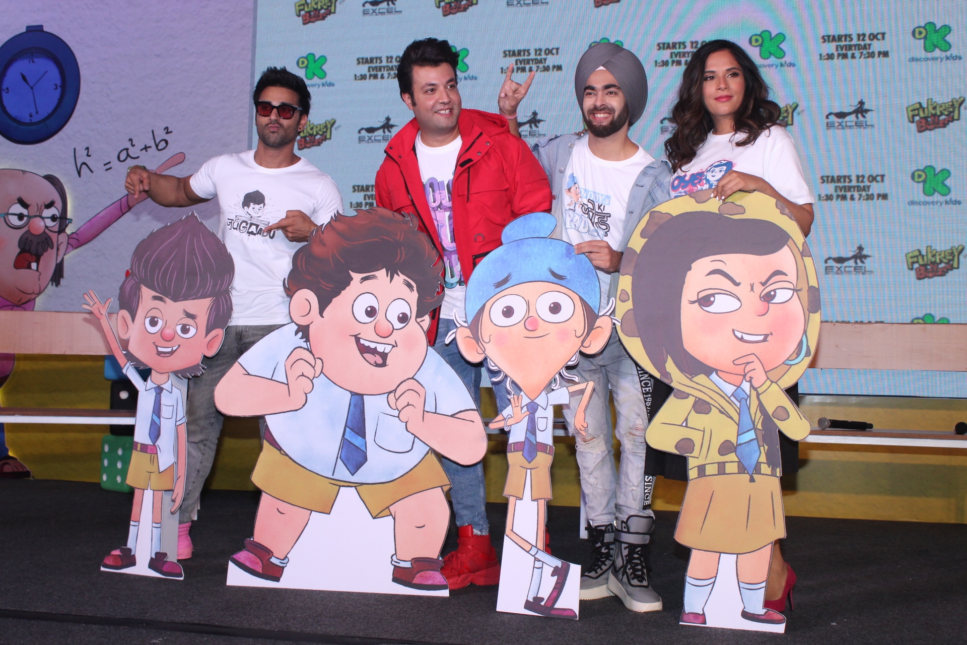Mumbai: Actors Varun Sharma, Richa Chadda, Manjot Singh and Pulkit Samrat during the launch of Television show "Fukrey Boys" in Mumbai on Sep 25, 2019.(Photo: IANS)