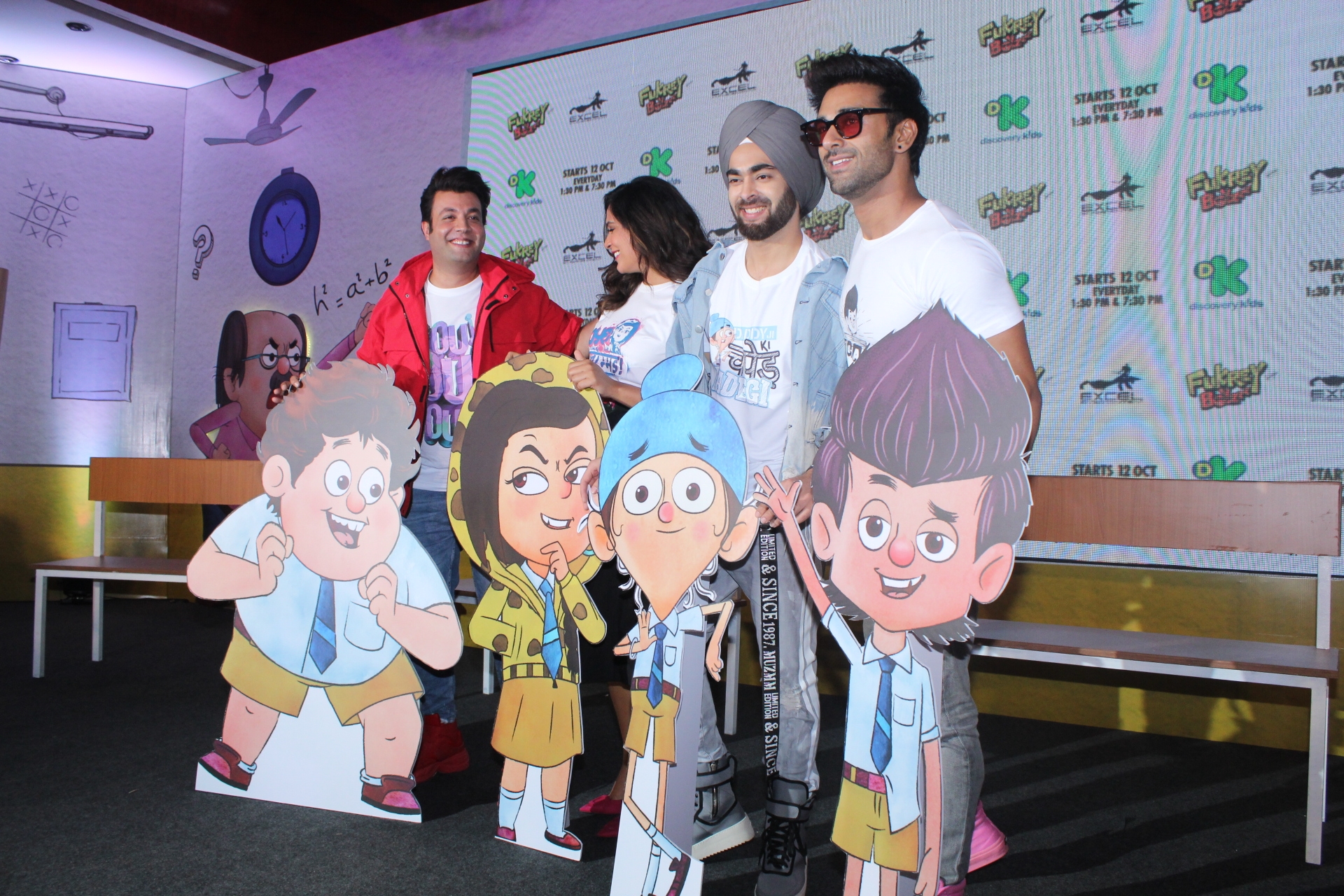 Mumbai: Actors Varun Sharma, Richa Chadda, Manjot Singh and Pulkit Samrat during the launch of Television show "Fukrey Boys" in Mumbai on Sep 25, 2019.(Photo: IANS)