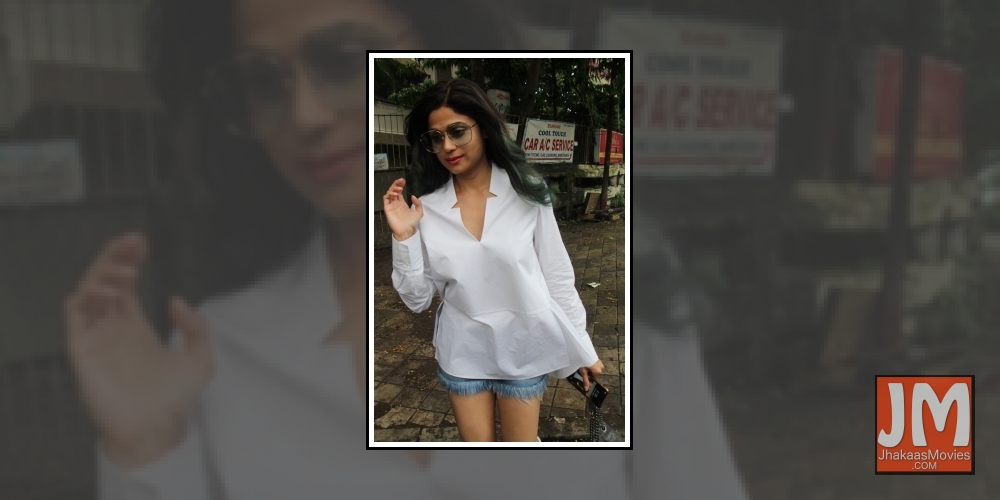 Mumbai: Actress Shamita Shetty seen at Juhu in Mumbai on Aug 1, 2019.