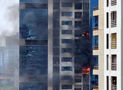 Mumbai: Fire breaks out in Peninsula Business Park Building that houses several Bollywood production houses, at Andheri (West) in Mumbai on Oct 14, 2019. (Photo: IANS)