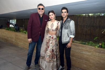 Mumbai: Actors Boman Irani, Rajkumar Rao and Mouni Roy during a press conference to promote their upcoming film 
