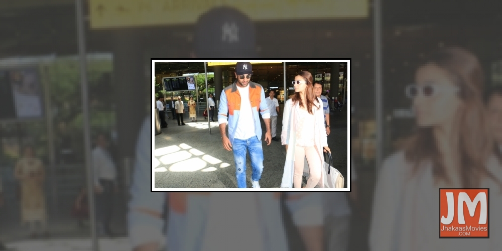 Mumbai: Actors Ranbir Kapoor and Alia Bhatt seen together in Mumbai's Chhatrapati Shivaji International Airport, on May 10, 2019.